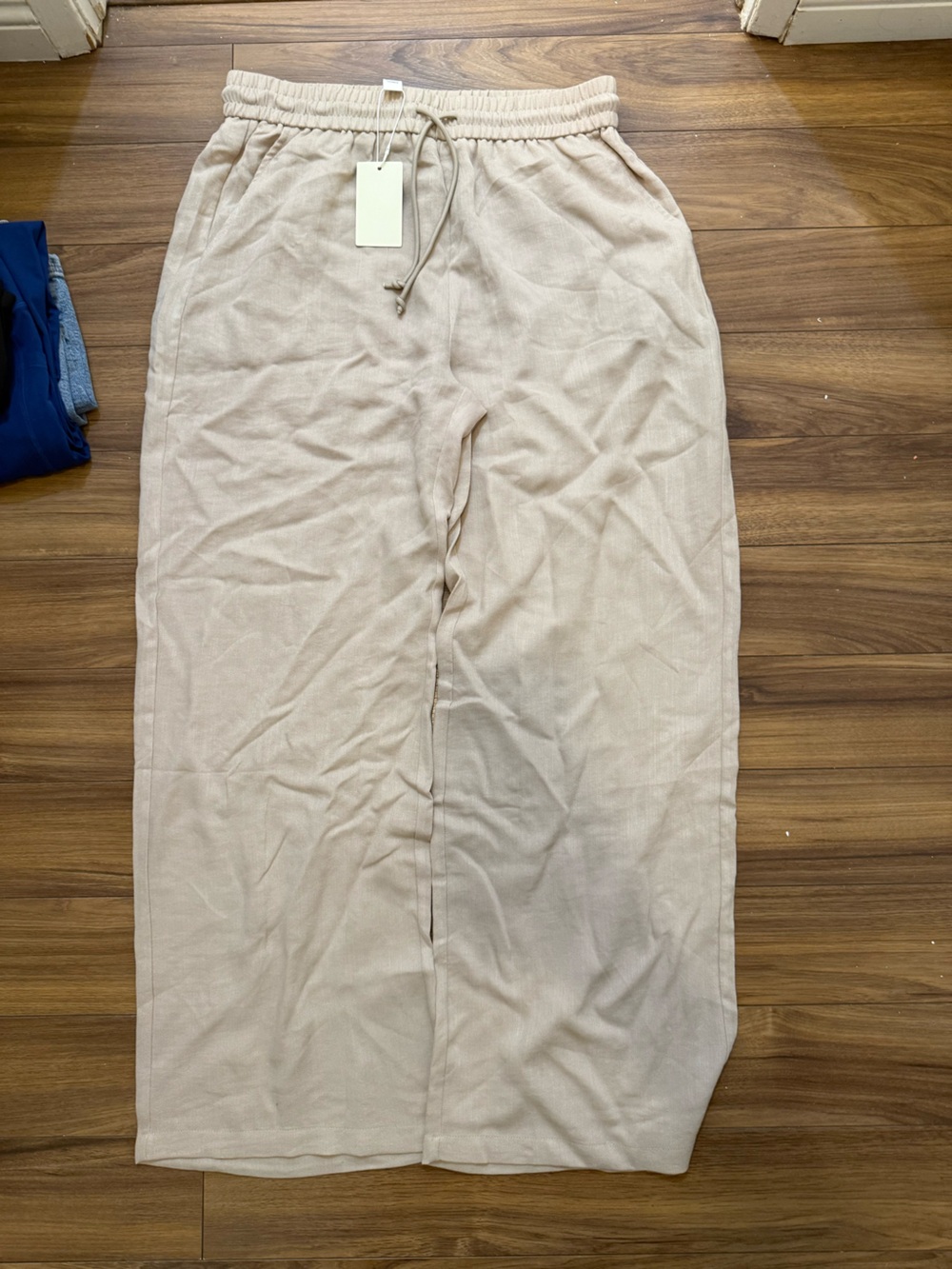 High Wasted Wide Leg Casual Linen Feel Pants